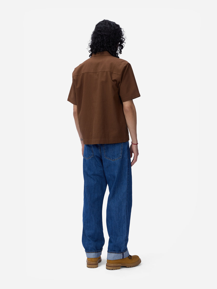 Short Sleeve Loop Shirt ~ Cinnamon Seersucker