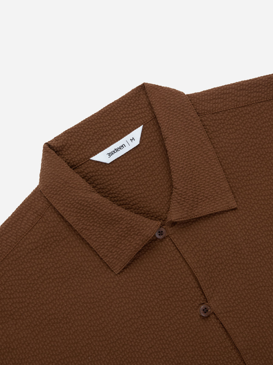 Short Sleeve Loop Shirt ~ Cinnamon Seersucker