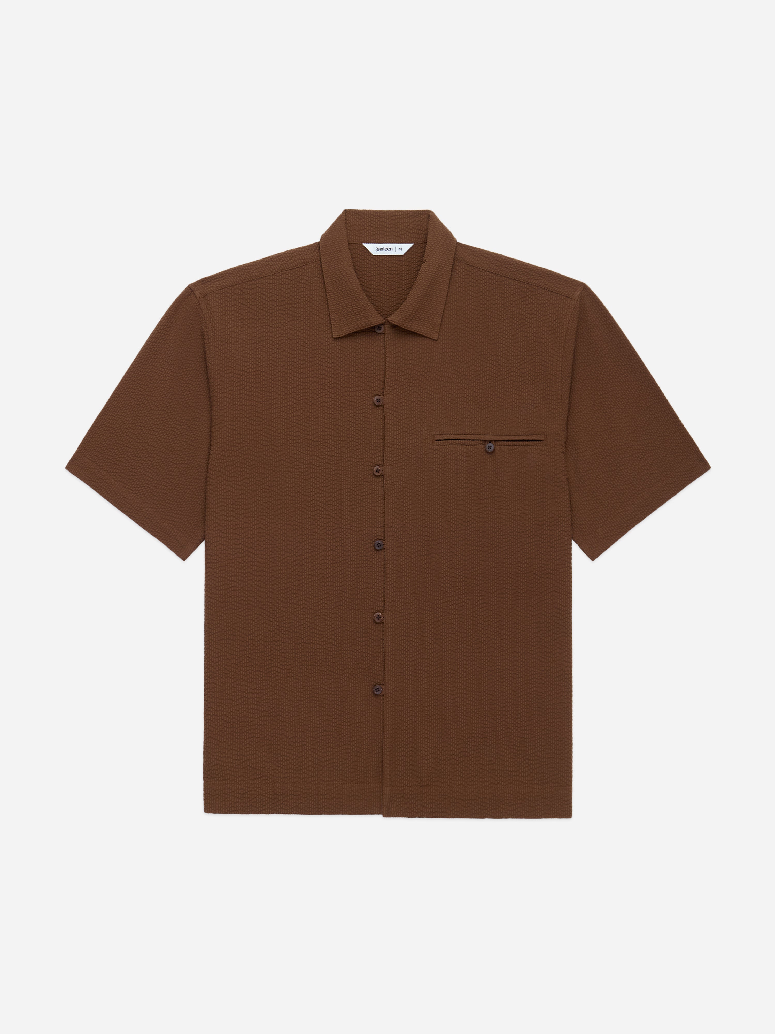 Short Sleeve Loop Shirt ~ Cinnamon Seersucker – 3sixteen
