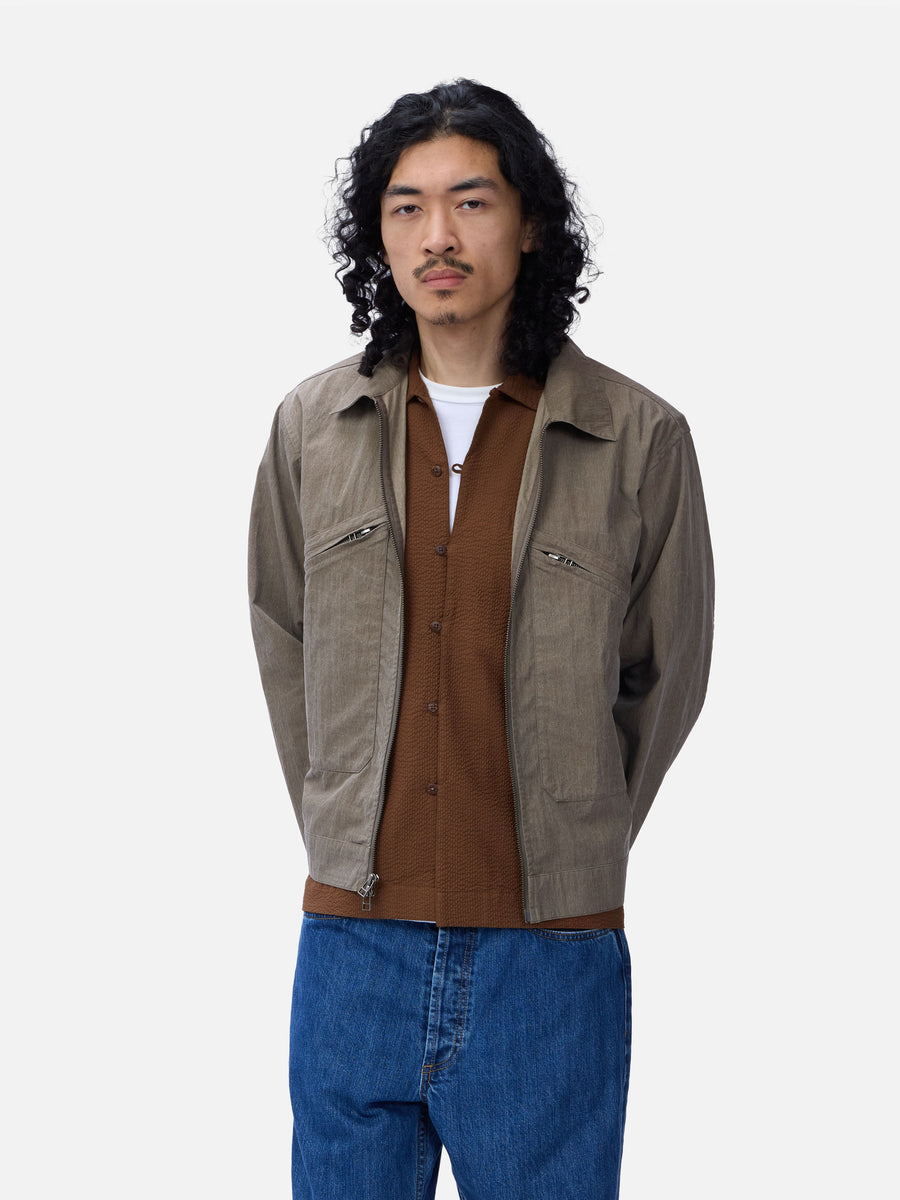 Short Sleeve Loop Shirt ~ Cinnamon Seersucker