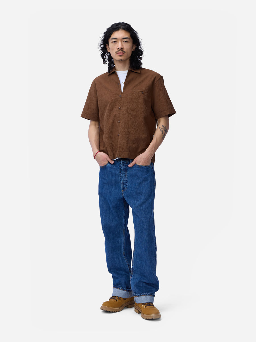 Short Sleeve Loop Shirt ~ Cinnamon Seersucker