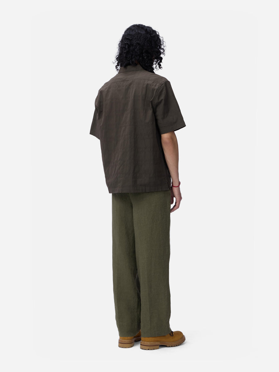 Short Sleeve Work Shirt ~ Ink Grid Dobby