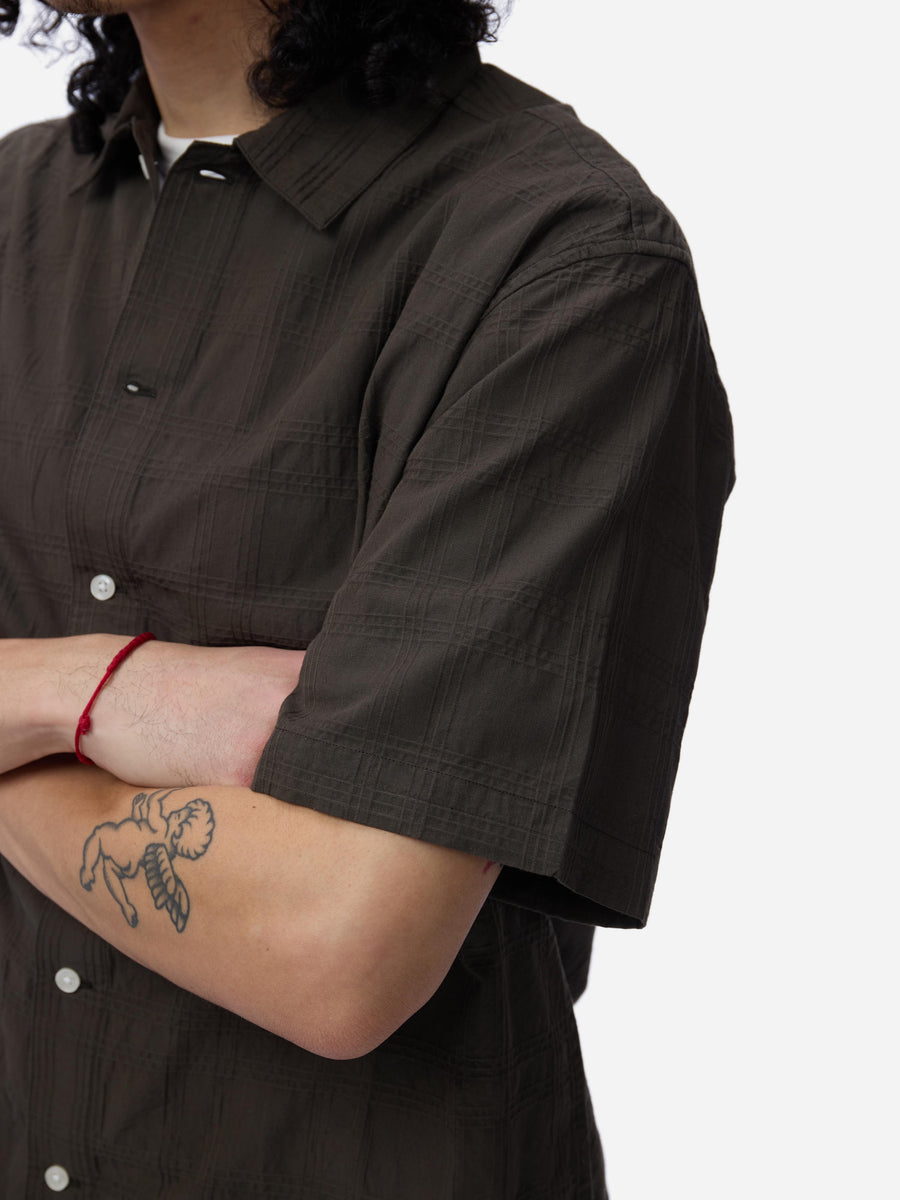 Short Sleeve Work Shirt ~ Ink Grid Dobby