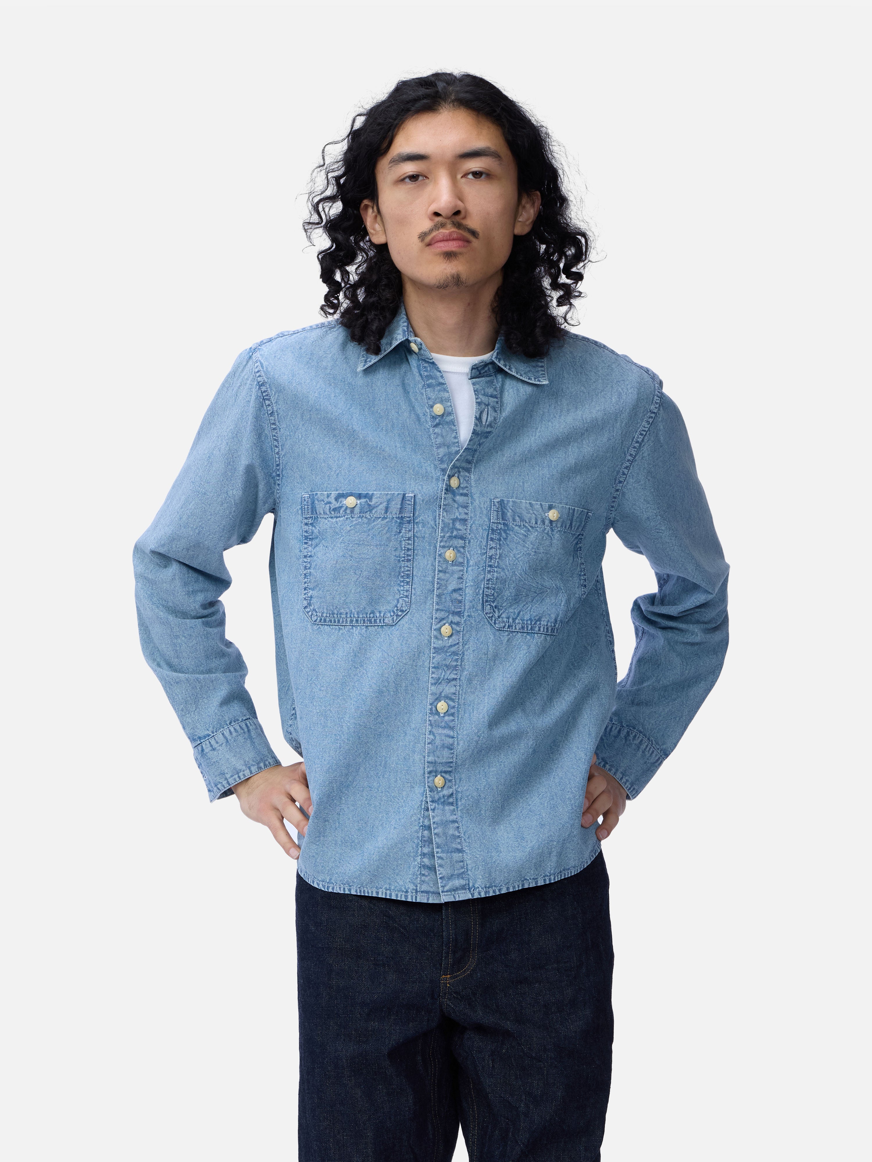 Utility Chambray Shirt ~ Washed Indigo – 3sixteen