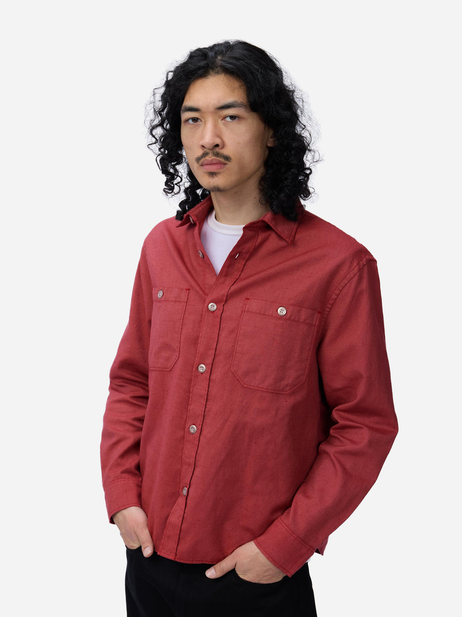 Utility Overshirt ~ Brick Overdye Canvas