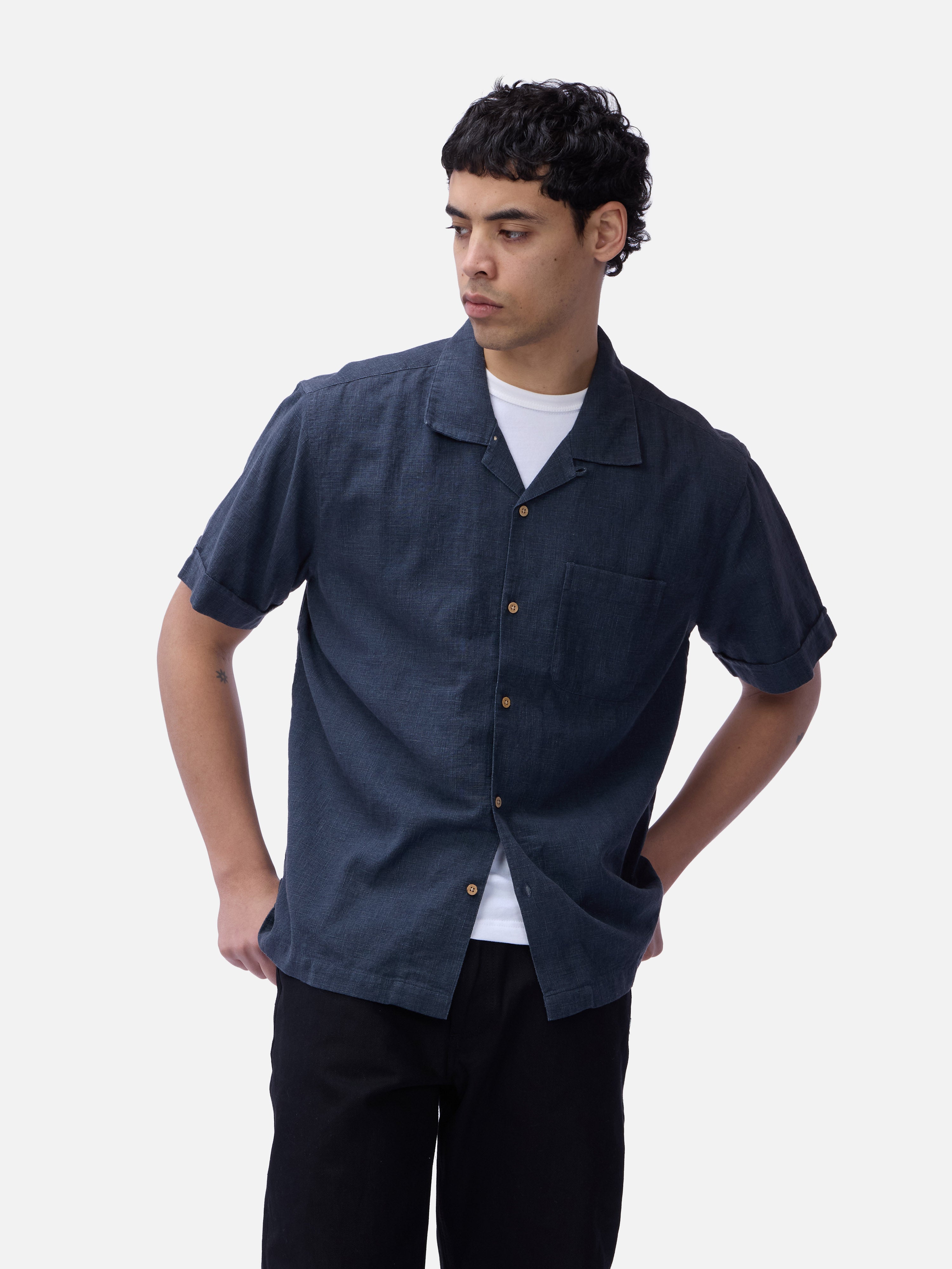 Vacation Shirt ~ Blue Linen – 3sixteen