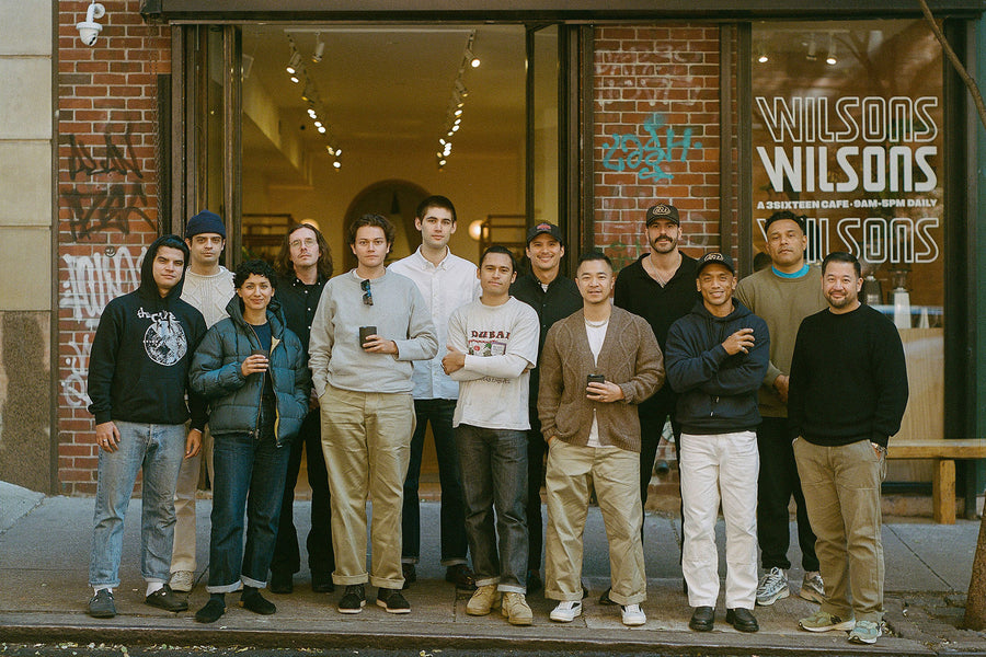 A group of men and women outside the 3sixteen store.