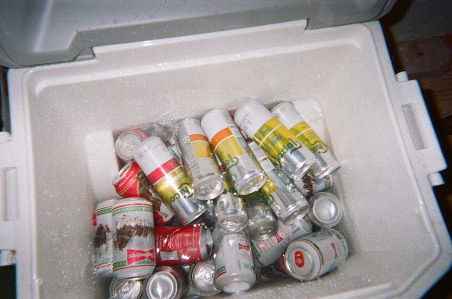 A cooler full of topo chico and white claws.