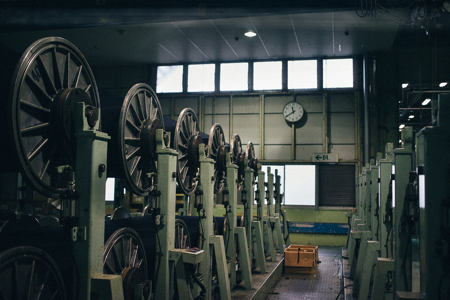Machinery for denim manufacturing.