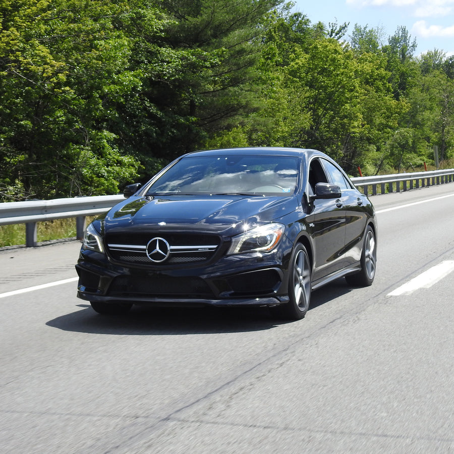 Black CLA45 on the highway