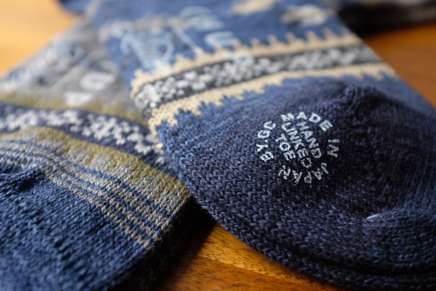 Close up of the Made in Japan stamp on sock.