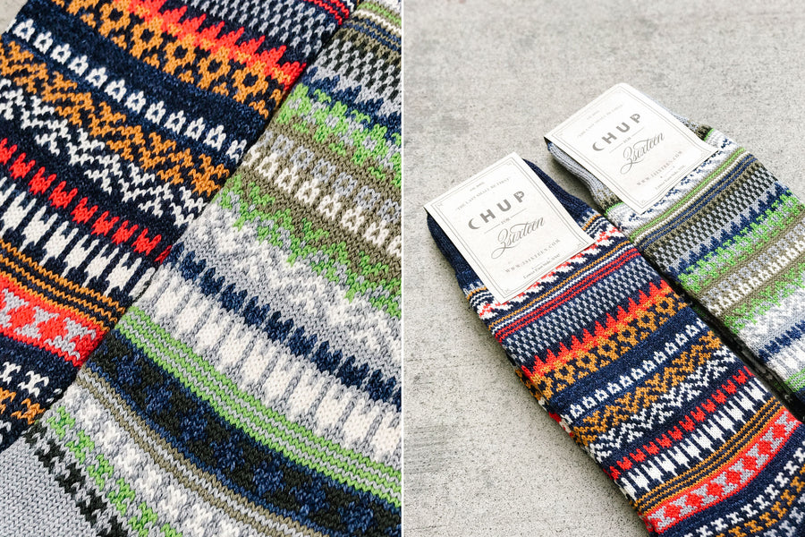 The socks lay on a concrete floor.