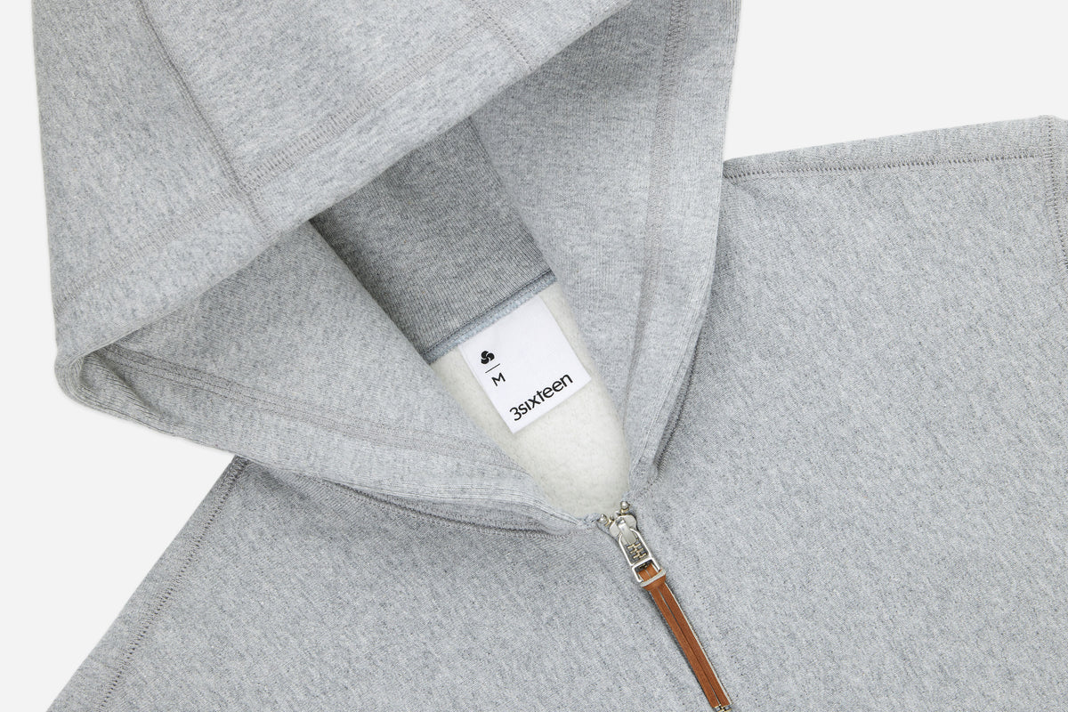 Heavyweight Zip Hoody ~ Grey – 3sixteen