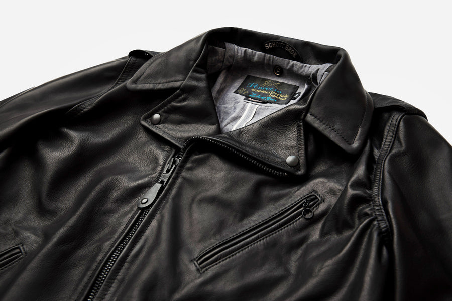 Close up view of the interior size tag of jacket.