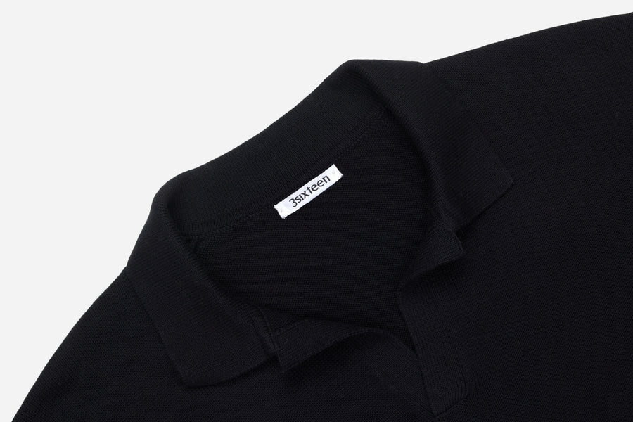 Long Sleeve Knit Polo ~ Black