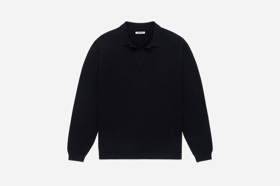 Long Sleeve Knit Polo ~ Black