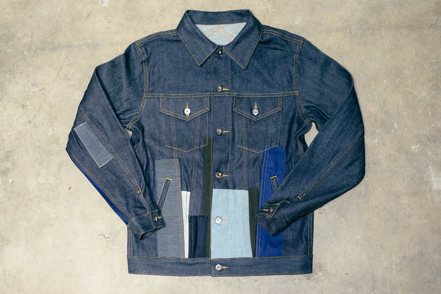 Front view of the patchwork jacket.