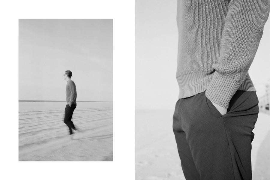 A close up look at the ribbing pattern and cuff of a sweater.