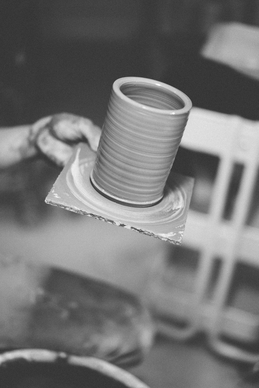 Close up view of mug after molding.