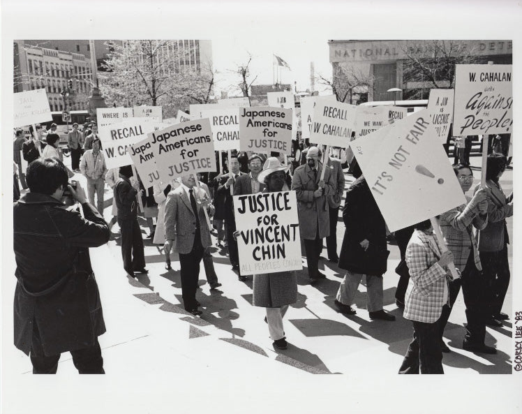 Japanese Americans protest the killing of Vincent Chin in 1982.