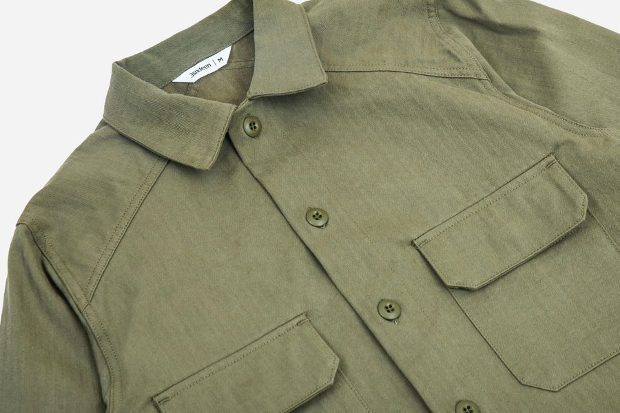 Officer Shirt ~ Washed Olive HBT