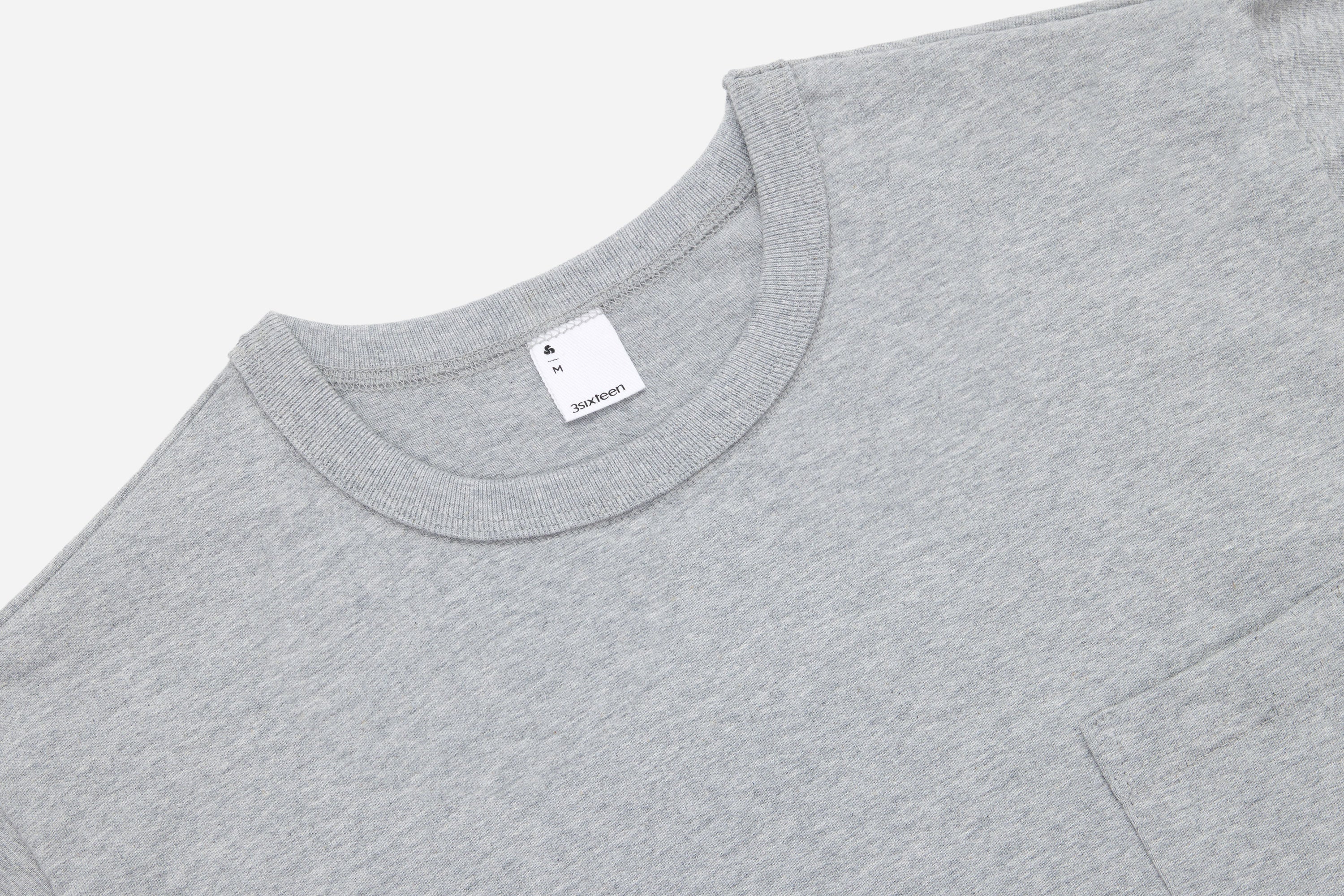 Heavyweight Pocket T-Shirt ~ Heather Grey (2 Pack) – 3sixteen