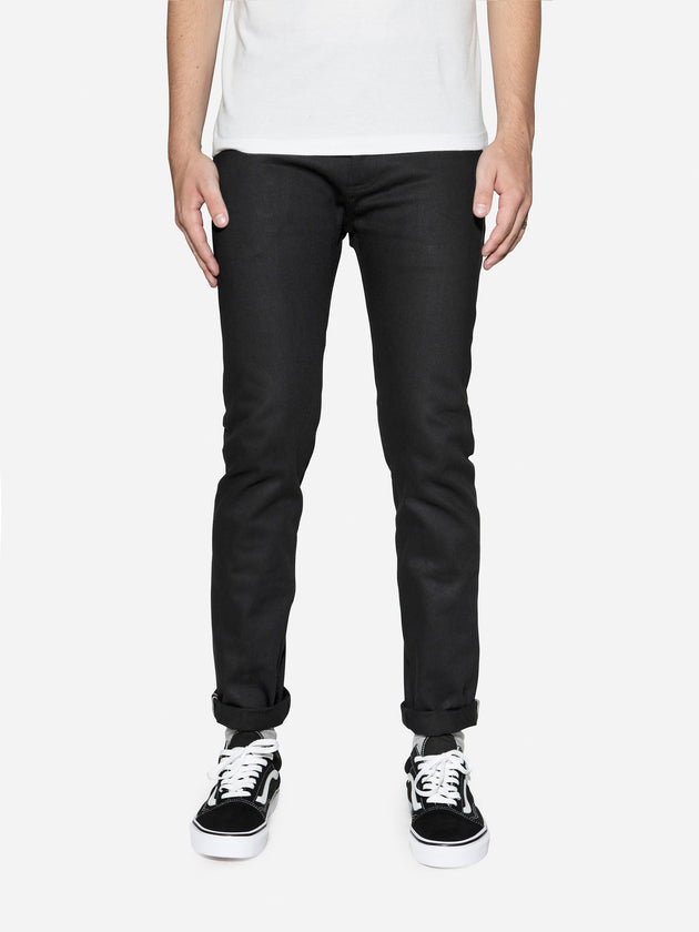 【EEUN】Heading Black Denim Pt AITITIA Men's Biker Zipper Deco Washed Straight Fit Jeans
